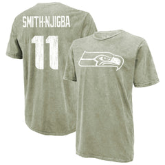 Jaxon Smith-Njigba Seattle Seahawks Majestic Threads Mineral Wash Name & Number T-Shirt - Moss Green T-shirts