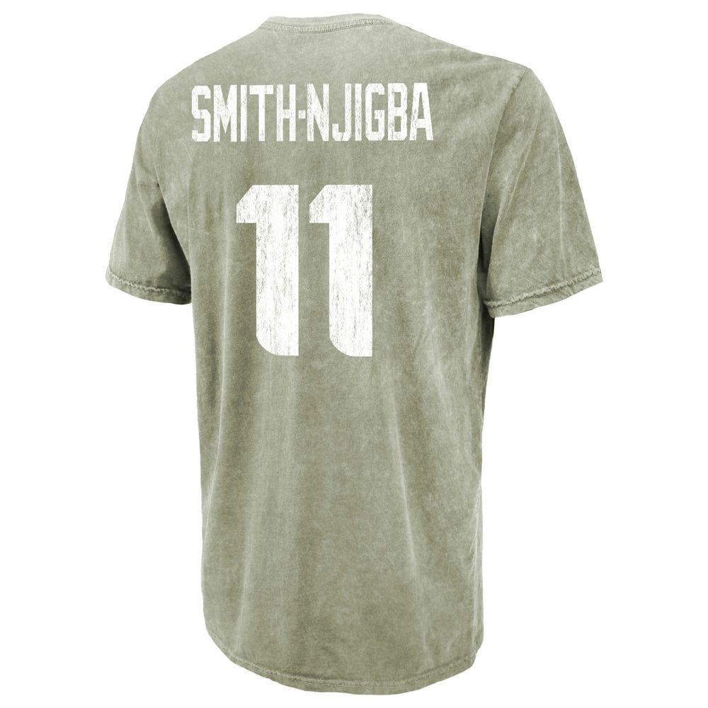 Jaxon Smith-Njigba Seattle Seahawks Majestic Threads Mineral Wash Name & Number T-Shirt - Moss Green T-shirts