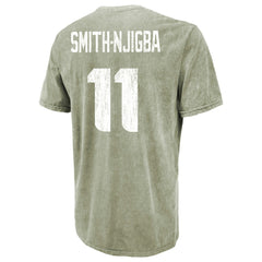Jaxon Smith-Njigba Seattle Seahawks Majestic Threads Mineral Wash Name & Number T-Shirt - Moss Green T-shirts