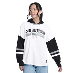 San Antonio Spurs G-III 4Her by Carl Banks Women's Key Player Oversized Hooded Long Sleeve T-Shirt White/Black