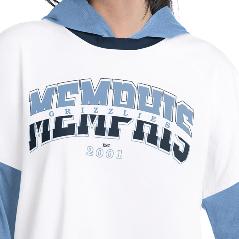 Memphis Grizzlies G-III 4Her by Carl Banks Women's Key Player Oversized Hooded Long Sleeve T-Shirt White/Blue outlet