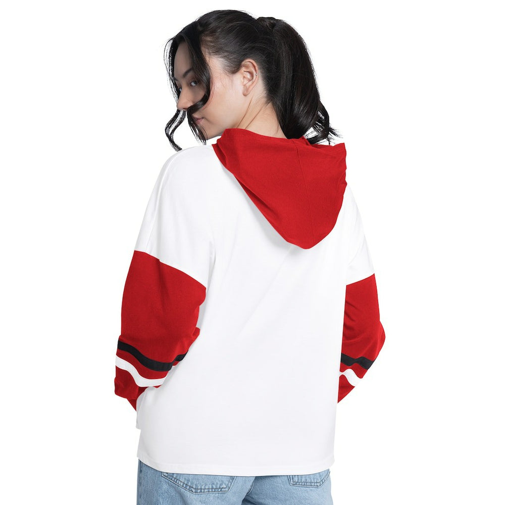 Chicago Bulls G-III 4Her by Carl Banks Women's Key Player Oversized Hooded Long Sleeve T-Shirt White/Red