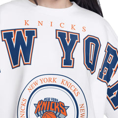 New York Knicks G-III 4Her by Carl Banks Women's Bleachers Cropped French Terry Sweatshirt White outlet