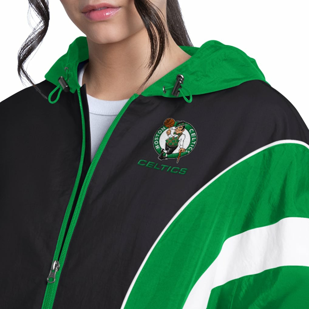 Boston Celtics G-III 4Her by Carl Banks Women's Quarterback Lightweight Oversized Full-Zip Jacket Green/Black