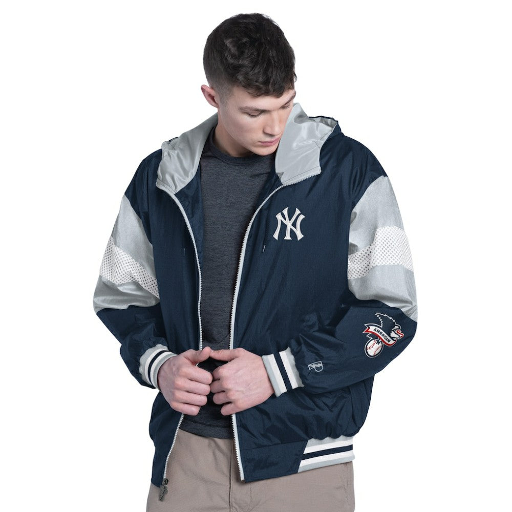 New York Yankees Pro Player Legacy Lightweight Full-Zip Hooded Jacket - Navy/Gray Jackets
