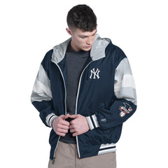 New York Yankees Pro Player Legacy Lightweight Full-Zip Hooded Jacket - Navy/Gray Jackets
