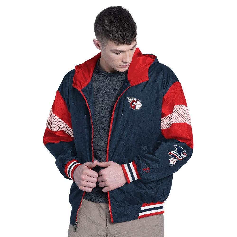 Cleveland Guardians Pro Player Legacy Lightweight Full-Zip Hooded Jacket - Navy/Red Jackets