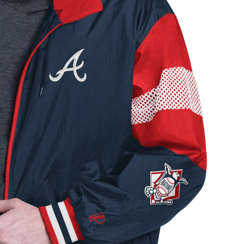 Atlanta Braves Pro Player Legacy Lightweight Full-Zip Hooded Jacket - Navy/Red Jackets