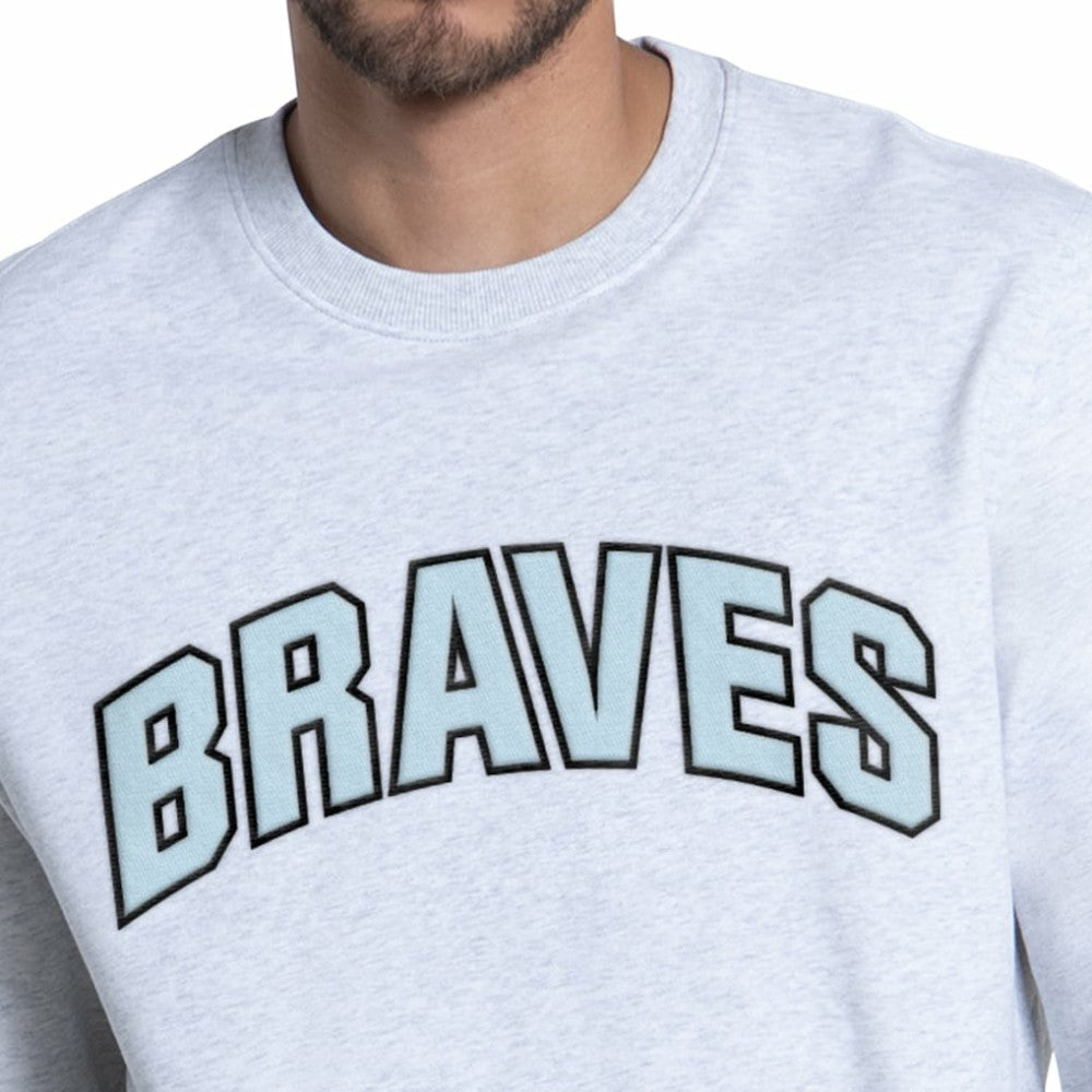 Atlanta Braves Starter Face of Ice Blue French Terry Sweatshirt - Gray Sweatshirts