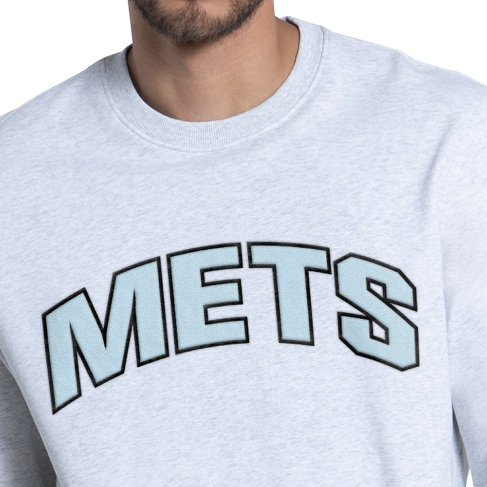 New York Mets Starter Face of Ice Blue French Terry Sweatshirt - Gray Sweatshirts