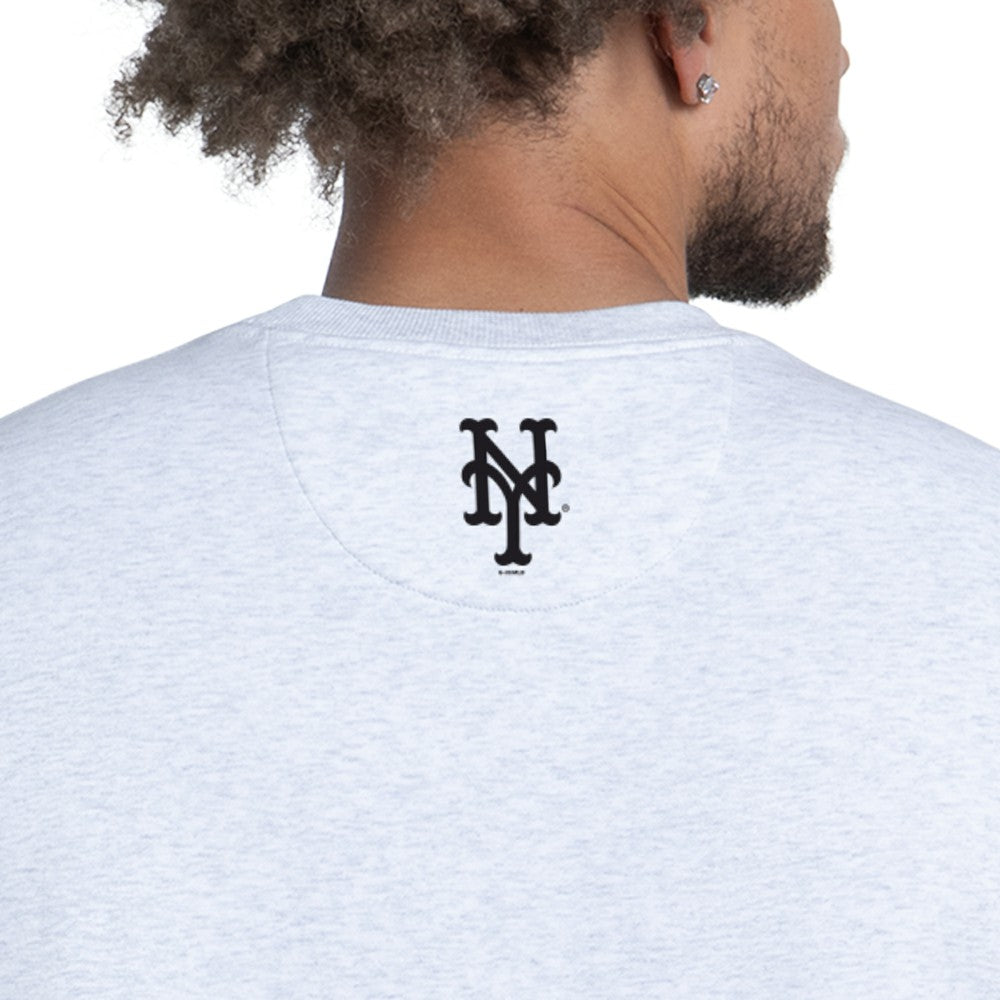 New York Mets Starter Face of Ice Blue French Terry Sweatshirt - Gray Sweatshirts