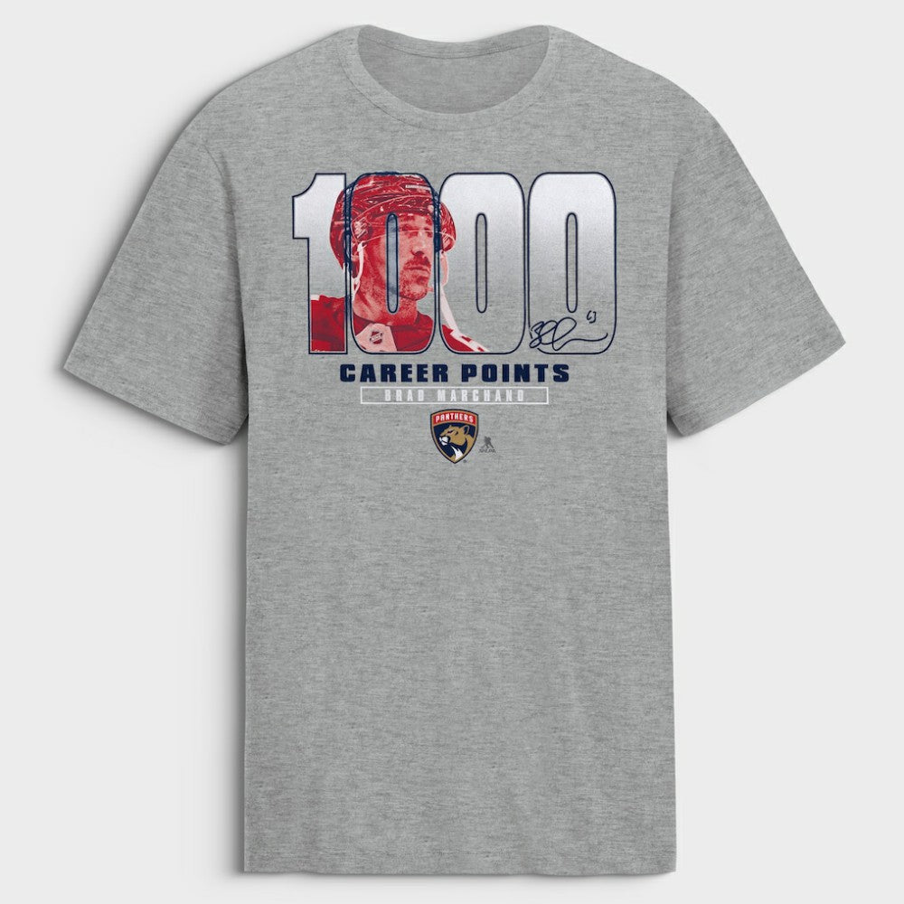 Brad Marchand Florida Panthers 1,000 Career Points Legacy T-Shirt - Gray | US 203643786