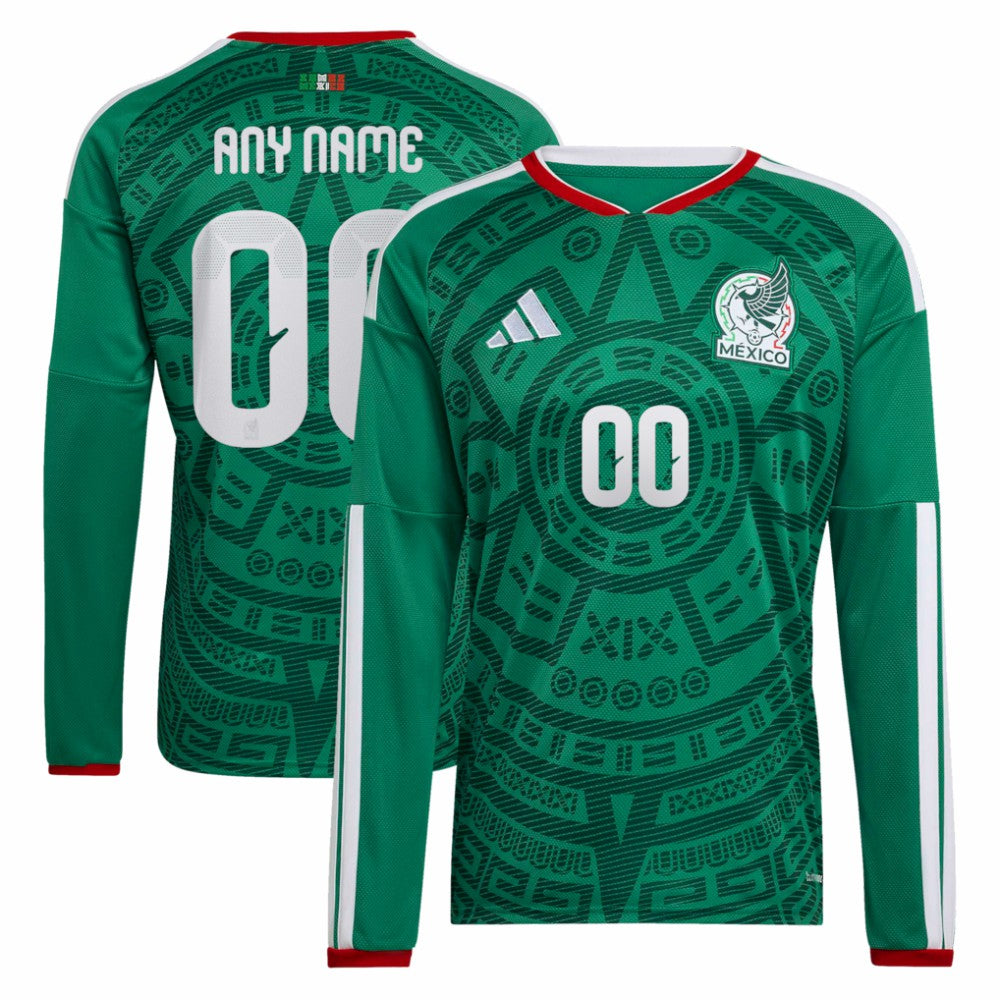 Mexico National Team 2026 Home Replica Long Sleeve Custom Jersey Green - Adidas cheap