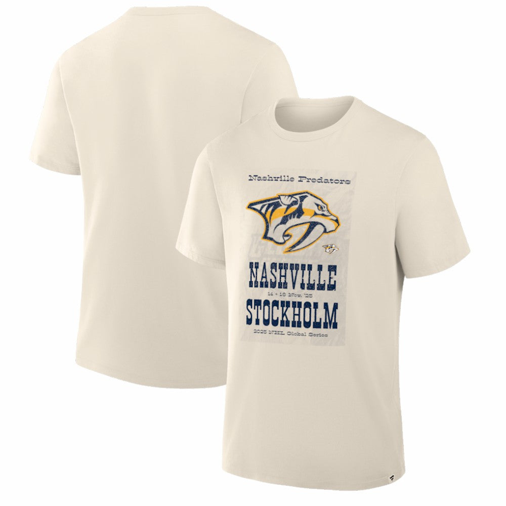 Nashville Predators 2025 NHL Global Series Hometown To Stockholm Legacy T-Shirt - Cream | US 203644059