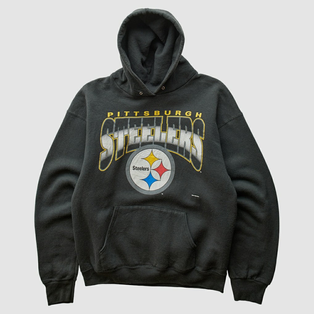 Pittsburgh Steelers 90s Hooded Pullover Sweatshirt - Black Pullover