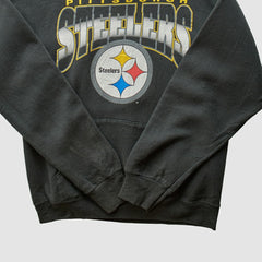 Pittsburgh Steelers 90s Hooded Pullover Sweatshirt - Black Pullover