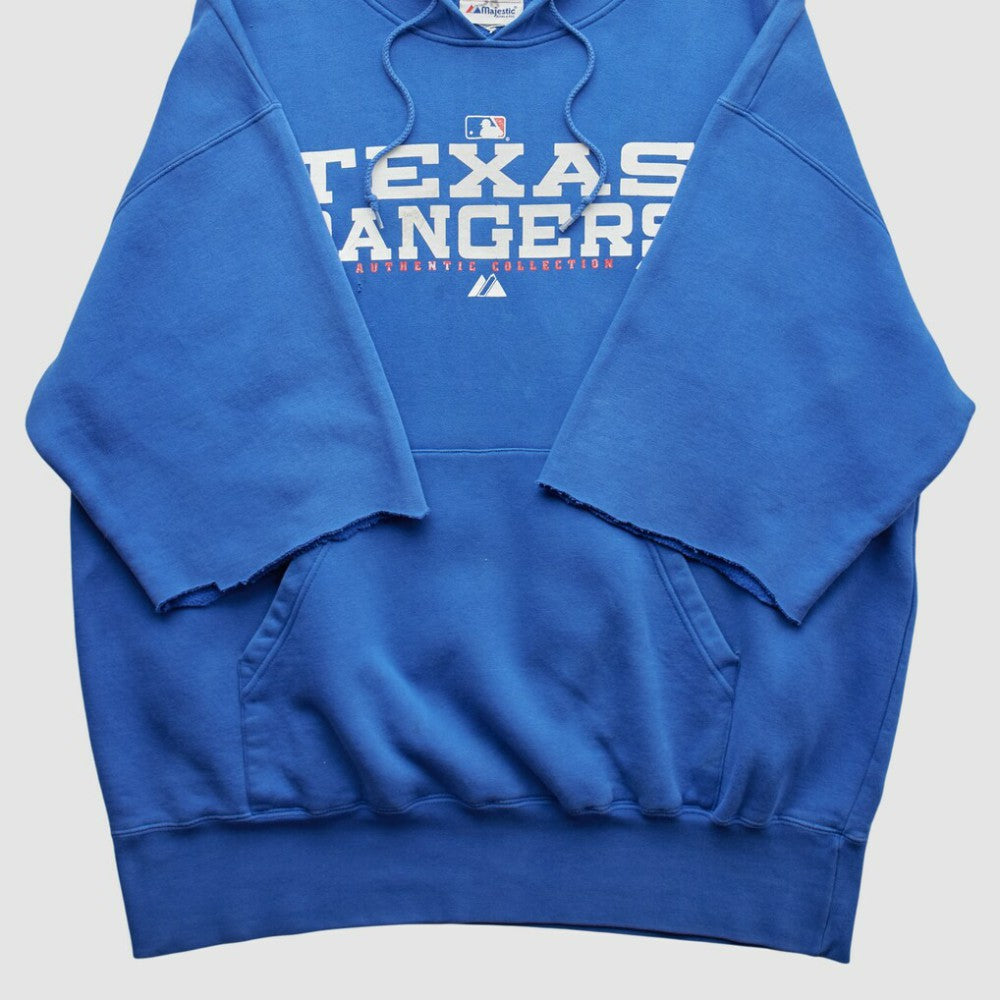 Texas Rangers Majestic 2000s Hooded Pullover Sweatshirt - Blue - 2XVintage Pullover
