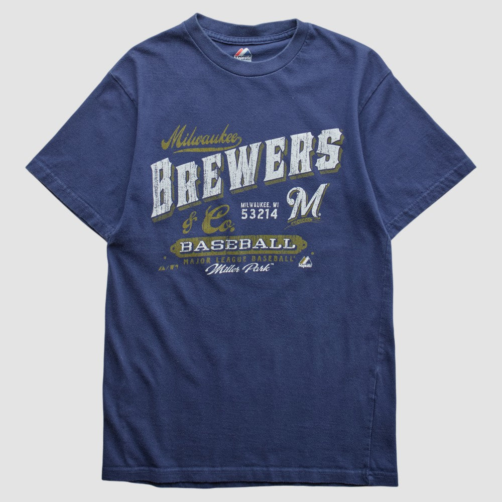 Milwaukee Brewers Majestic 2010s T-shirt - Navy - Vintage T-shirts