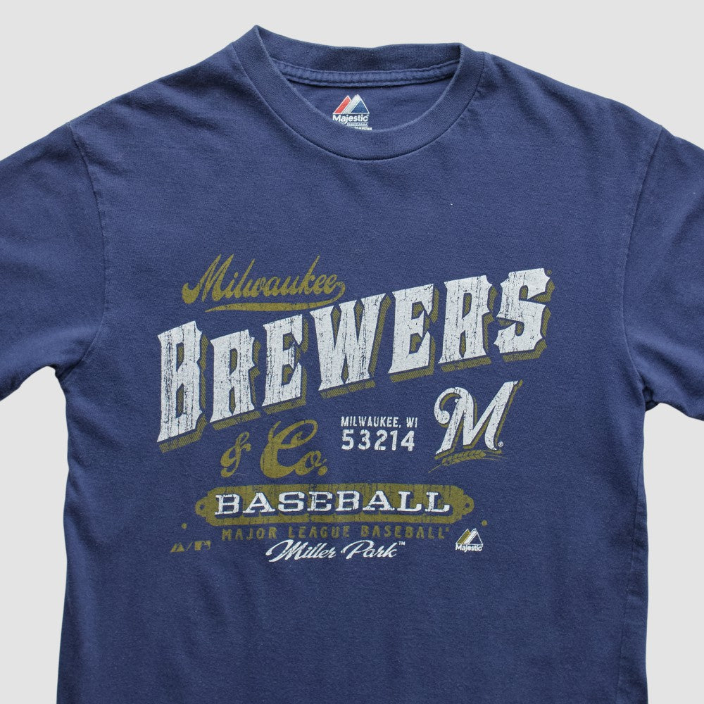 Milwaukee Brewers Majestic 2010s T-shirt - Navy - Vintage T-shirts