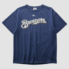 Milwaukee Brewers Majestic 2008 T-shirt - Navy - Vintage T-shirts