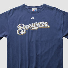 Milwaukee Brewers Majestic 2008 T-shirt - Navy - Vintage T-shirts