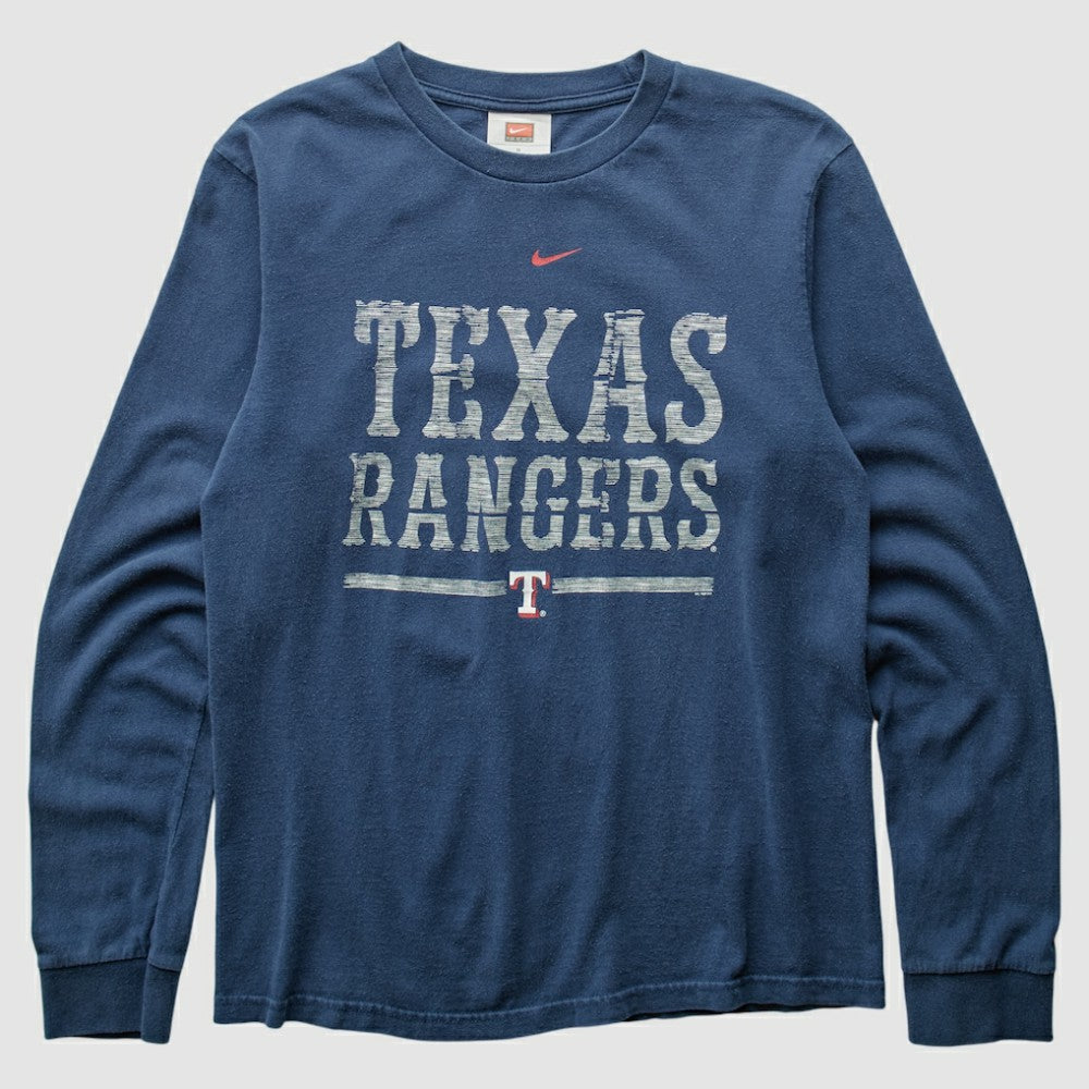 Texas Rangers Nike 2000s Long Sleeve T-shirt - Navy - XXVintage T-shirts