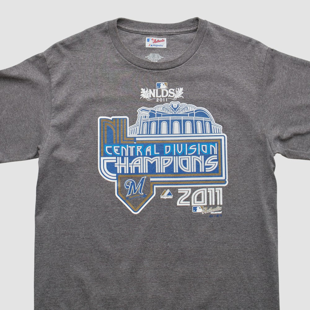 Milwaukee Brewers Majestic 2011 T-shirt - Dark Heather Gray - Vintage T-shirts