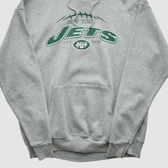 New York Jets NFL 2000s Hooded Pullover Sweatshirt - Heather Gray Pullover