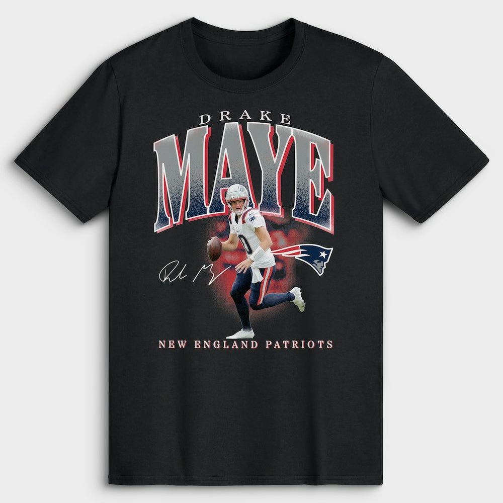 Drake Maye New England Patriots Big & Tall Player Hype T-Shirt - Black T-shirts