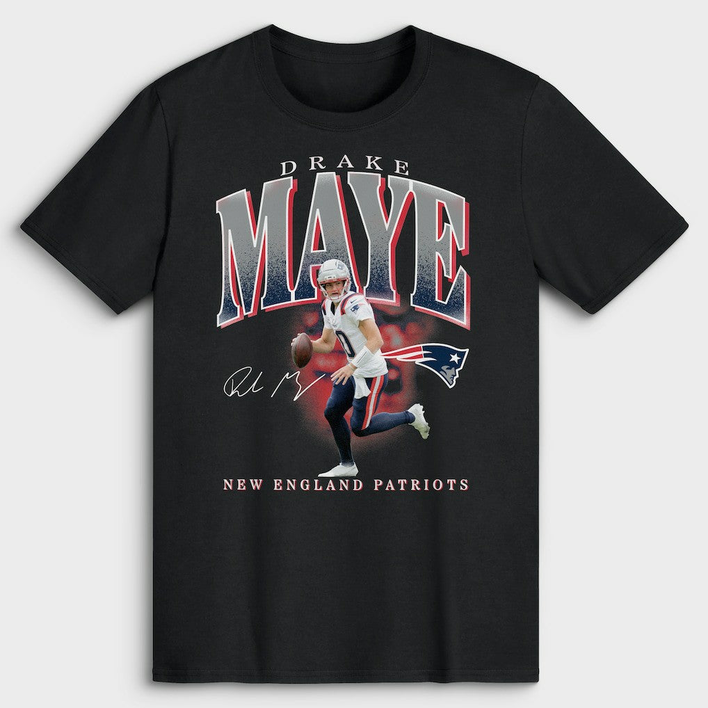 Drake Maye New England Patriots Player Hype T-Shirt - Black T-shirts