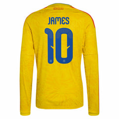 James Rodriguez Colombia National Team 2026 Home Replica Long Sleeve Jersey Yellow - Adidas