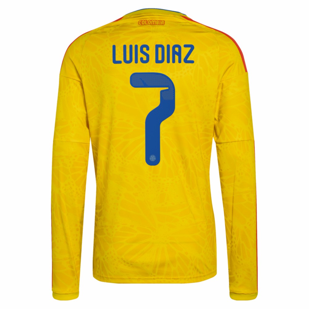 Luis Diaz Colombia National Team 2026 Home Replica Long Sleeve Jersey Yellow - Adidas for sale
