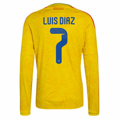 Luis Diaz Colombia National Team 2026 Home Replica Long Sleeve Jersey Yellow - Adidas for sale