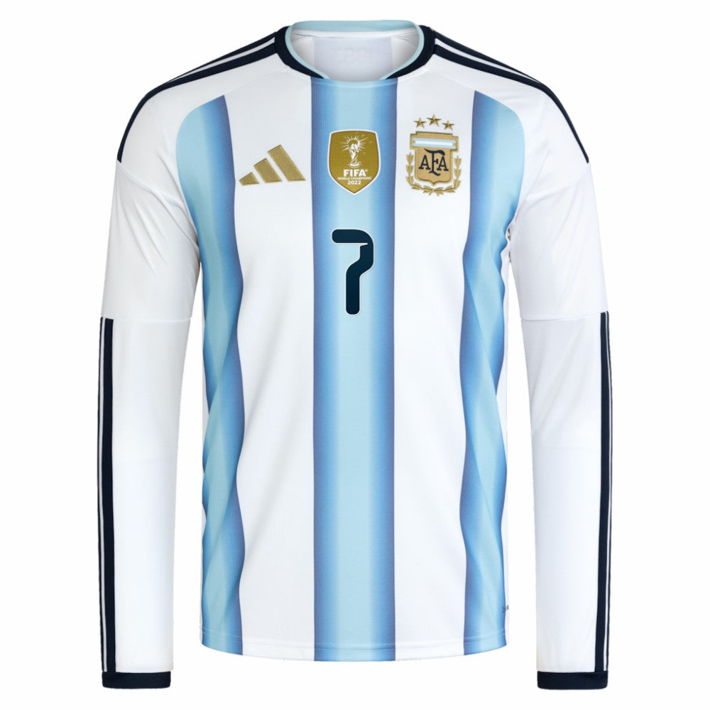 Rodrigo De Paul Argentina National Team 2026 Home Replica Long Sleeve Jersey White - Adidas online
