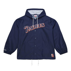 San Diego Padres Mitchell & Ness Full-Snap Hooded Coaches Jacket - Navy Jackets