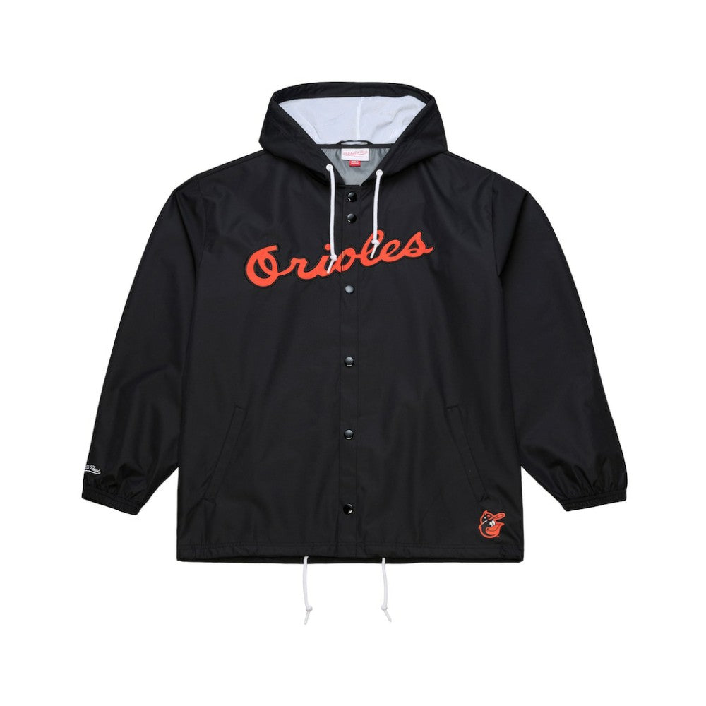 Baltimore Orioles Mitchell & Ness Full-Snap Hooded Coaches Jacket - Black Jackets