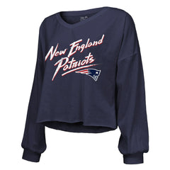 Drake Maye New England Patriots Majestic Threads Women's Off-Shoulder Script Name & Number V-Neck T-Shirt - Navy T-shirts