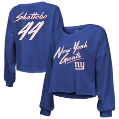 Cam Skattebo New York Giants Majestic Threads Women's Script Name & Number Long Sleeve T-Shirt - Royal T-shirts