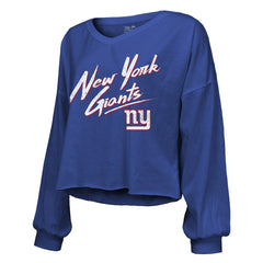 Cam Skattebo New York Giants Majestic Threads Women's Script Name & Number Long Sleeve T-Shirt - Royal T-shirts