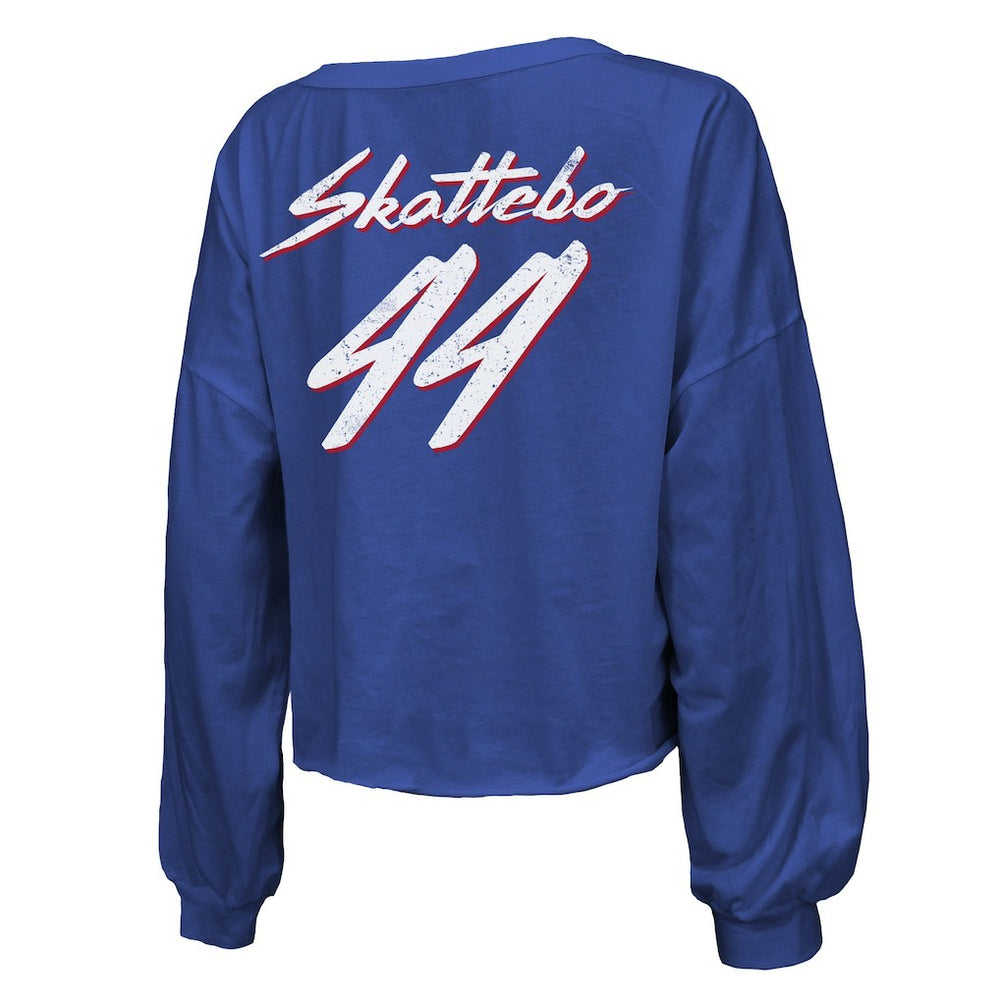 Cam Skattebo New York Giants Majestic Threads Women's Script Name & Number Long Sleeve T-Shirt - Royal T-shirts
