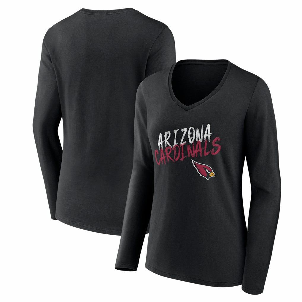 Arizona Cardinals Women's Hustle Long Sleeve V-Neck T-Shirt - Black T-shirts