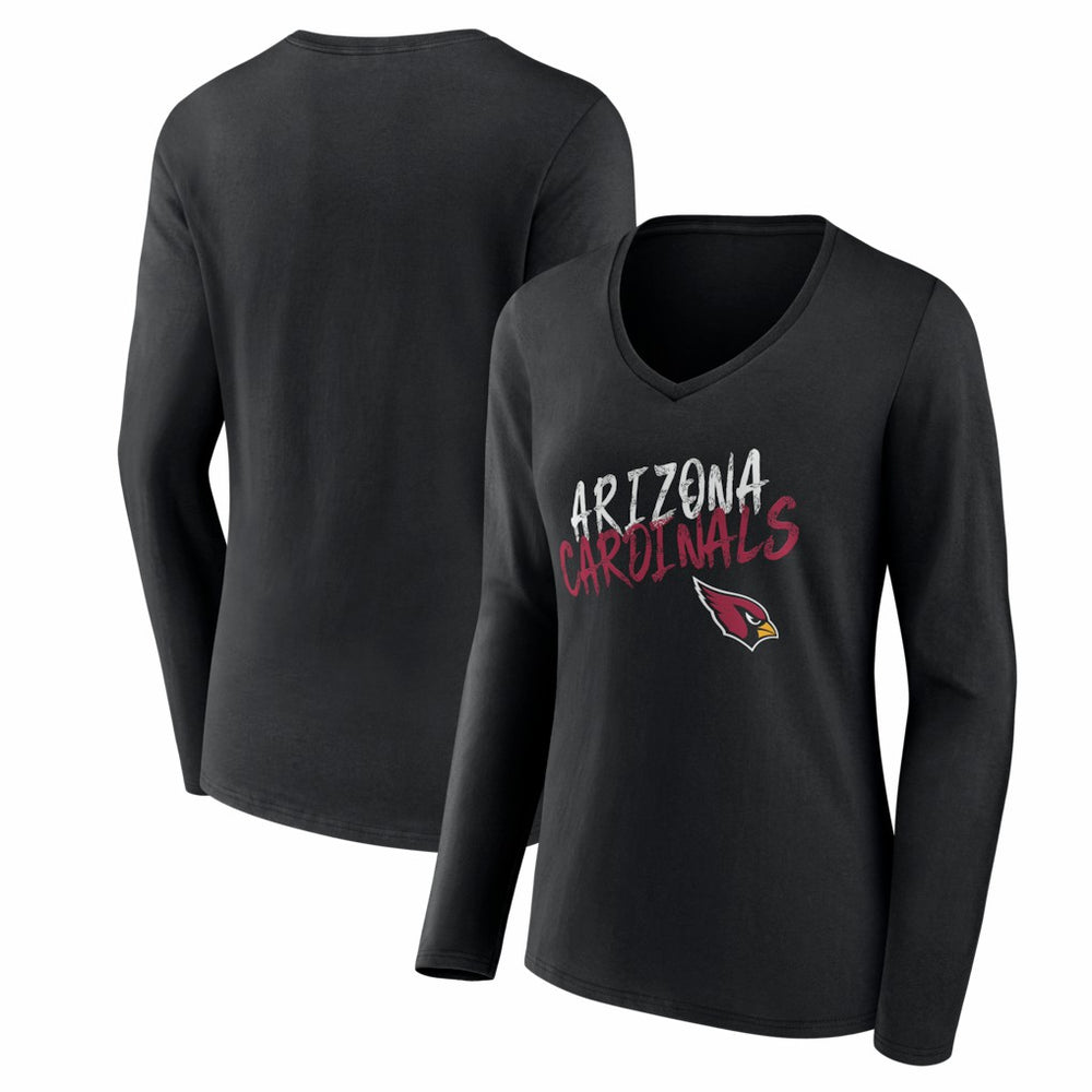 Arizona Cardinals Women's Hustle Long Sleeve V-Neck T-Shirt - Black T-shirts