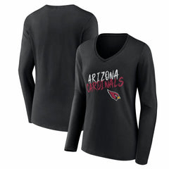 Arizona Cardinals Women's Hustle Long Sleeve V-Neck T-Shirt - Black T-shirts