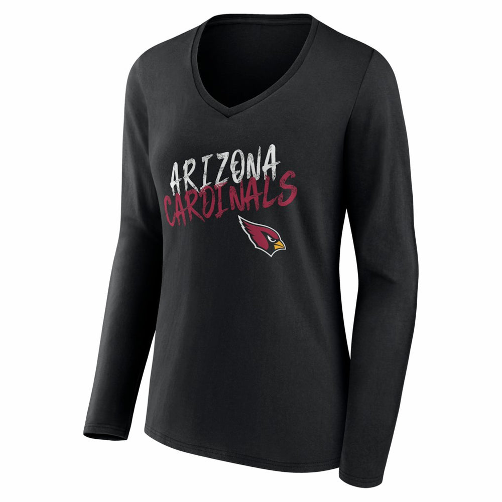 Arizona Cardinals Women's Hustle Long Sleeve V-Neck T-Shirt - Black T-shirts