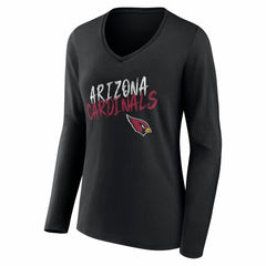 Arizona Cardinals Women's Hustle Long Sleeve V-Neck T-Shirt - Black T-shirts
