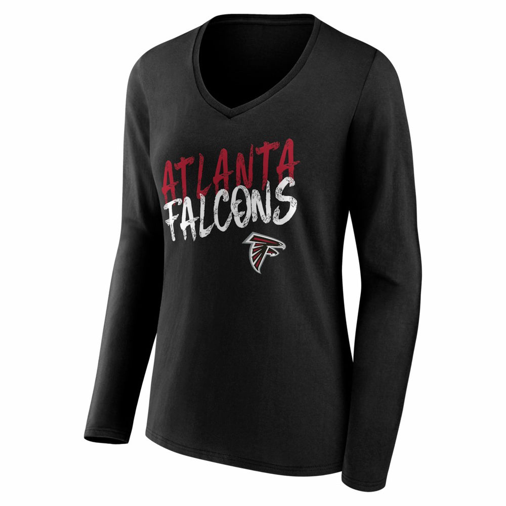 Atlanta Falcons Women's Hustle Long Sleeve V-Neck T-Shirt - Black T-shirts