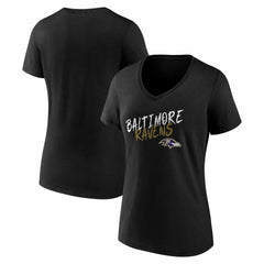 Baltimore Ravens Women's Hustle V-Neck T-Shirt - Black T-shirts