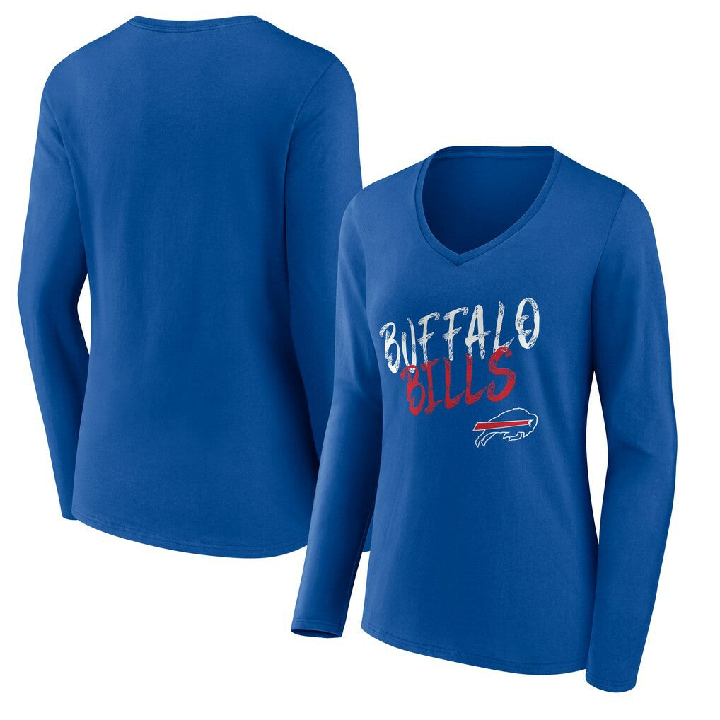 Buffalo Bills Women's Hustle Long Sleeve V-Neck T-Shirt - Royal T-shirts