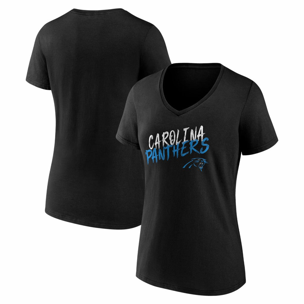 Carolina Panthers Women's Hustle V-Neck T-Shirt - Black T-shirts