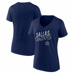 Dallas Cowboys Women's Hustle V-Neck T-Shirt - Navy T-shirts